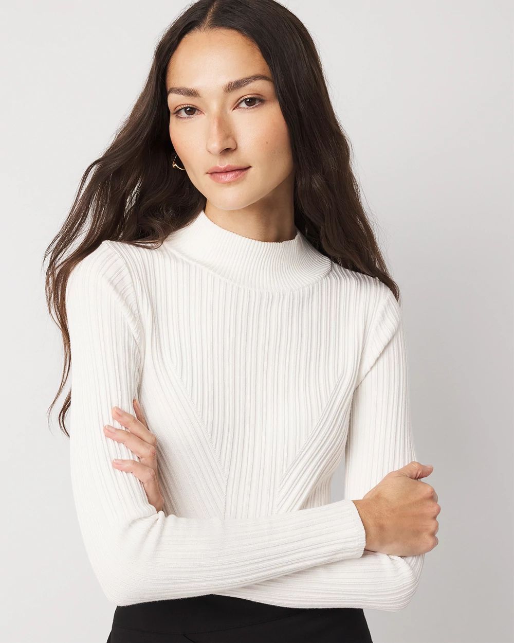 Essential Mock Neck Rib Sweater | White House Black Market